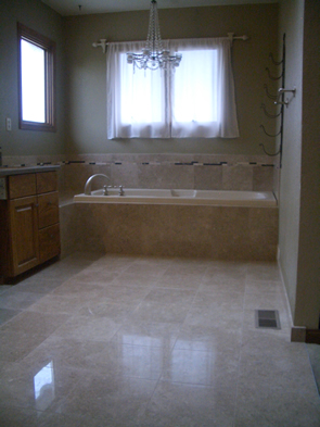 Marble master bathroom shower tile installation in Fort Collins, Colorado