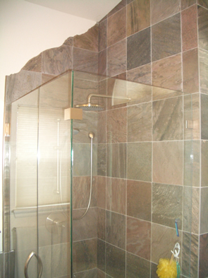 Slate master bathroom tile installation contractor in Erie, Colorado