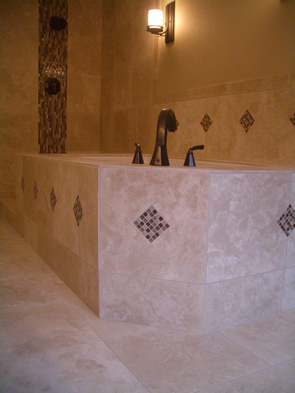 Travertine and glass tile installation contractor in Fort Collins, Colorado