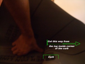 Cutting a liner for curb when using a topical membrane Cutting a liner for curb when using a topical membrane