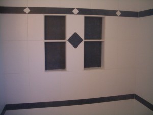Porcelain niches with offset colored back and insert Porcelain niches with offset colored back and insert