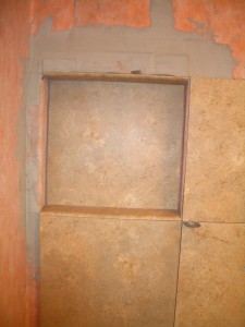 Top piece of bullnose installed Top piece of bullnose installed
