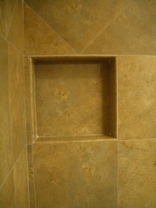 Completed tile shower niche Completed tile shower niche