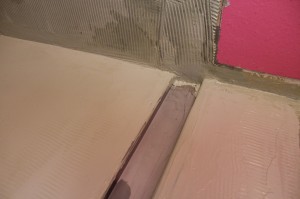 HydroBan shower floor waterproofing with a linear drain